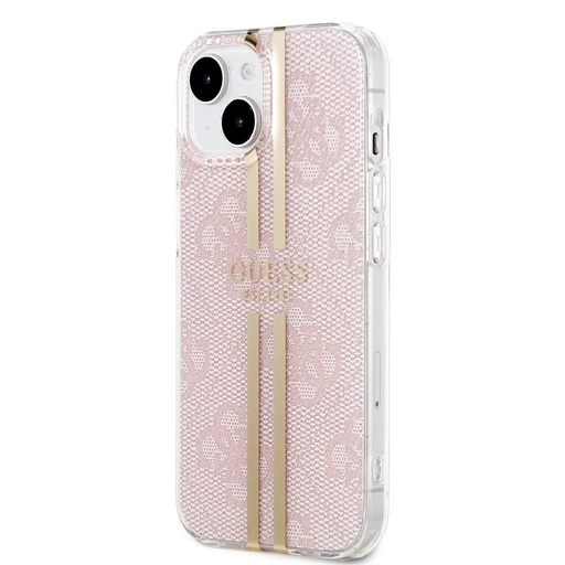 Apple iPhone 15 Guess IML 4G Gold Stripe tok (Rózsaszín) - GUHCP15SH4PSEGP