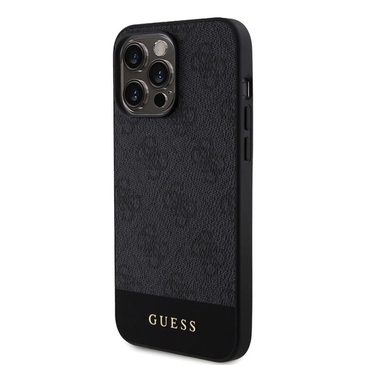 Apple iPhone 15 Pro Guess PU 4G Stripe MagSafe tok (Fekete) - GUHMP15LG4GLGR
