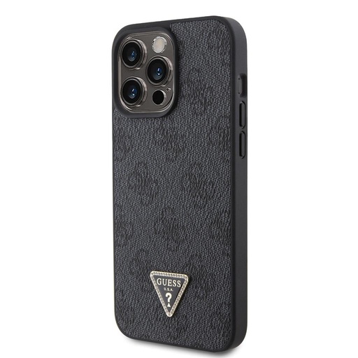 Apple iPhone 15 Pro Max Guess PU 4G Strass Triangle tok (Fekete) - GUHCP15XP4TDPK