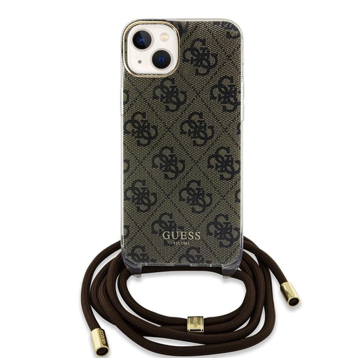 Apple iPhone 15 Guess IML 4G Crossbody Strap tok (Barna) - GUHCP15SHC4SEW