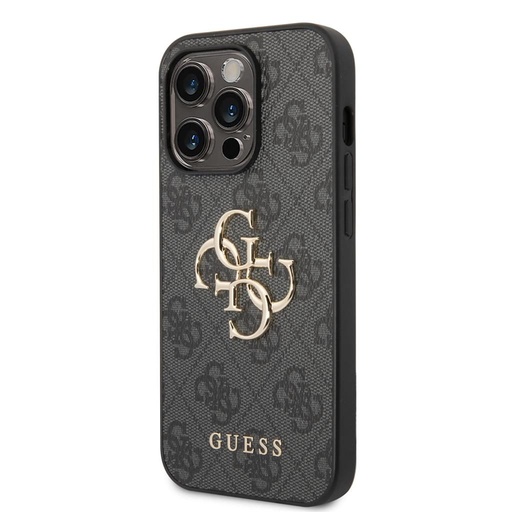 Apple iPhone 15 Pro Max Guess PU 4G Metal Logo tok (Szürke) - GUHCP15X4GMGGR