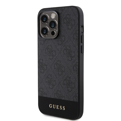 Apple iPhone 15 Pro Max Guess PU 4G Stripe MagSafe tok (Fekete) - GUHMP15XG4GLGR