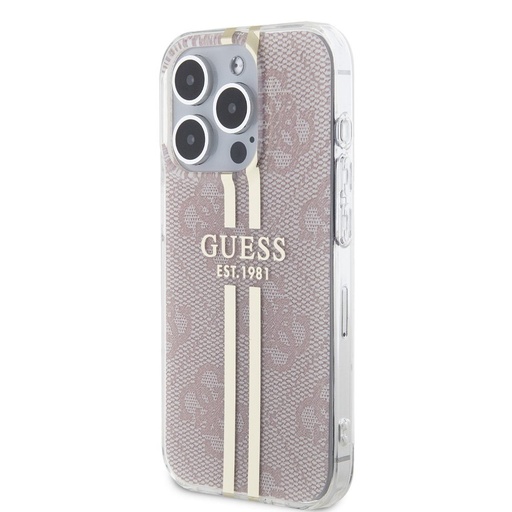Apple iPhone 15 Pro Max Guess IML 4G Gold Stripe tok (Rózsaszín) - GUHCP15XH4PSEGP