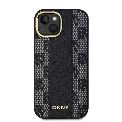 Apple iPhone 15 DKNY PU Leather Checkered Pattern Magsafe hátlap tok (Fekete - DKHMP15SPCPVSLK)