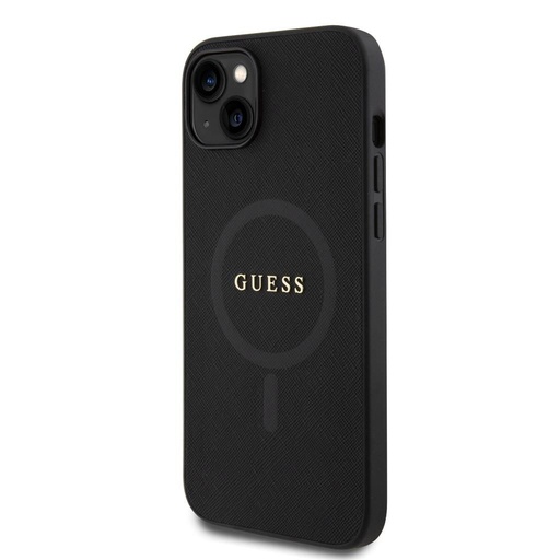 Apple iPhone 15 Guess PU Saffiano MagSafe tok (Fekete) - GUHMP15SPSAHMCK