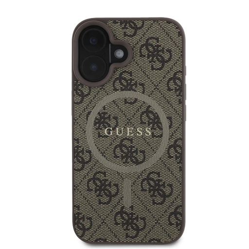 Apple iPhone 16 Guess PU Leather 4G Colored Ring MagSafe tok (Barna) - GUHMP16SG4GFRW