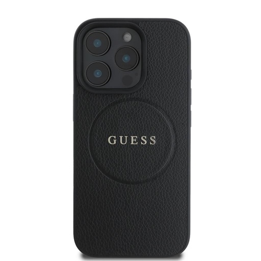 Apple iPhone 16 Pro Max Guess PU Grained Classic Logo MagSafe tok (Fekete) - GUHMP16XPGHSMMK