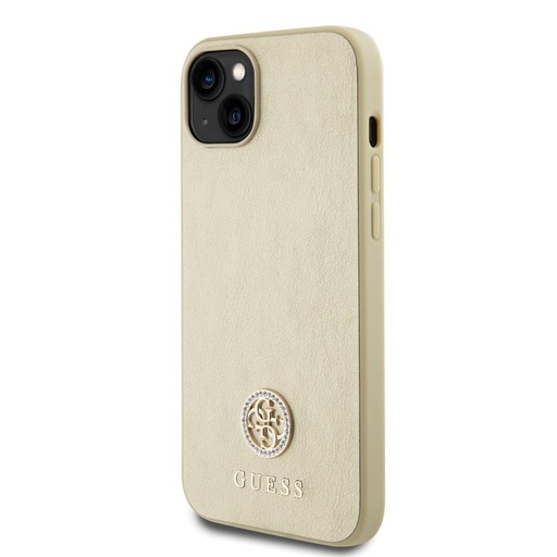 Apple iPhone 15 Guess PU 4G Strass Metal Logo tok (Arany) - GUHCP15SPS4DGPD