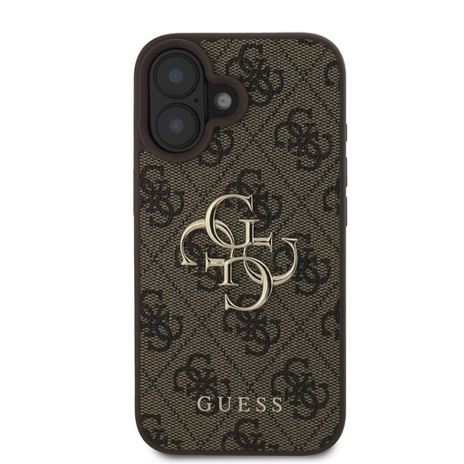 Apple iPhone 16 Guess PU 4G Metal Logo tok (Barna) - GUHCP16S4GMGBR
