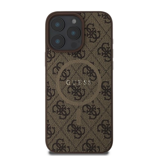 Apple iPhone 16 Pro Guess PU Leather 4G Colored Ring MagSafe tok (Barna) - GUHMP16LG4GFRW