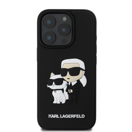 Apple iPhone 16 Pro Karl Lagerfeld 3D Karl & Choupette tok (Fekete) – KLHCP16L3DRKCNK