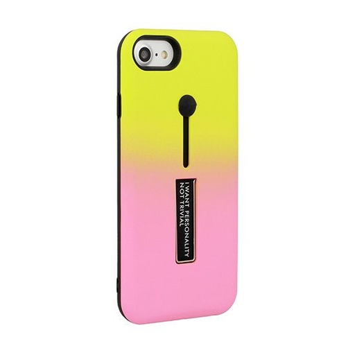 Apple iPhone 6/ 6S ring finger stand hátlap tok, sárga - pink