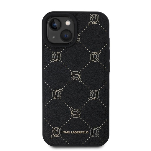 Apple iPhone 15 Karl Lagerfeld PU Karl Heads Pattern MagSafe tok (Fekete) – KLHMP15SPGKHPHK