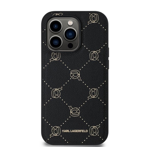 Apple iPhone 14 Pro Max Karl Lagerfeld PU Karl Heads Pattern MagSafe tok (Fekete) – KLHMP14XPGKHPHK