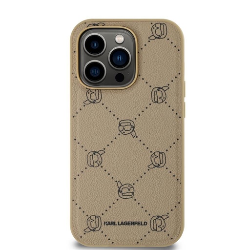 Apple iPhone 14 Pro Karl Lagerfeld PU Karl Heads Pattern MagSafe tok (Bézs) – KLHMP14LPGKHPHE