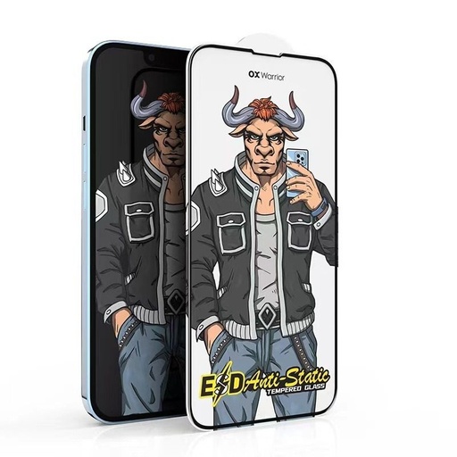 Samsung Galaxy A16 4G / Galaxy A16 5G OX Warrior Mr. Punk ESD - portaszító üvegfólia (Átlátszó fekete peremmel)