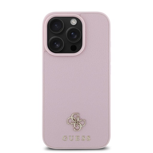 Apple iPhone 16 Pro Guess PU Grained 4G Small Metal Logo MagSafe tok (Rózsaszín) - GUHMP16LPGCSM4MP
