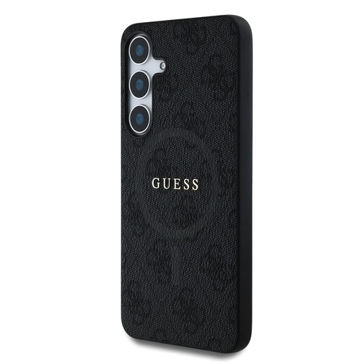 Samsung Galaxy S25 Guess PU Leather 4G Colored Ring MagSafe tok (Fekete) - GUHMS25SG4GFRK