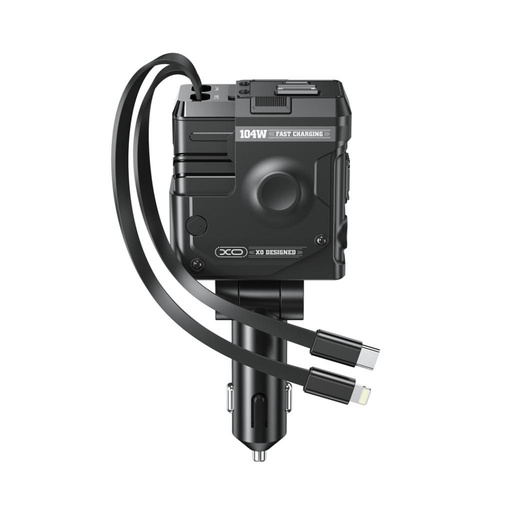 XO CC66 autós gyorstöltő PD + QC lightning és type-c kábellel (Fekete)