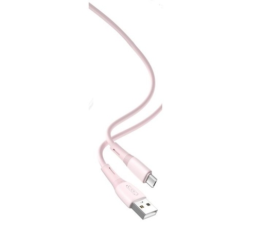 XO NB225 micro USB adatkábel (Rózsaszín) – szilikon, kétszínű kivitel