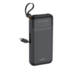 XO PR278 power bank 10000 mAh (Fekete) – digitális kijelző, 4 beépített kábel (USB-A, USB-C, MicroUSB, Lightning)