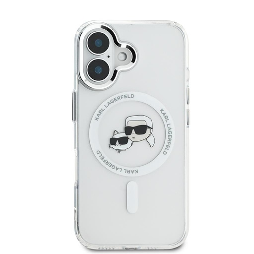 Apple iPhone 16 Karl Lagerfeld IML K&CH Heads Metal Frame MagSafe tok (Átlátszó) - KLHMP16SHLSKCH