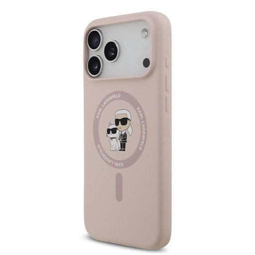 Karl Lagerfeld Liquid Silicone Karl and Choupette MagSafe tok iPhone 17 Pro Max (Rózsaszín) - KLHMP17XSCMKCRHP