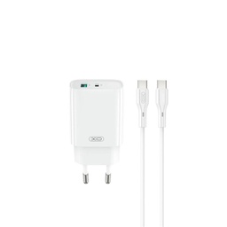 XO CE30 fali töltő 30W 1x USB-A + 1x USB-C (Fehér)