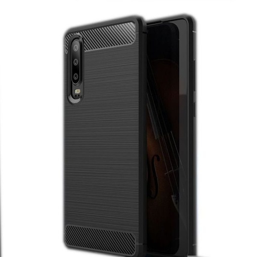 Huawei P30 forcell carbon hátlap tok (Fekete)