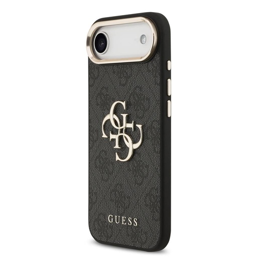 Guess PU Leather 4G Metal Logo Gold Frame tok iPhone Air (Fekete)