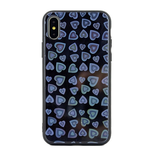 Apple iPhone XR heart glass hátlap tok (Fekete)