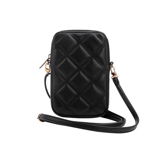 Guess PU Quilted 4G Metal Logo Phone Bag with Zipper (Fekete)