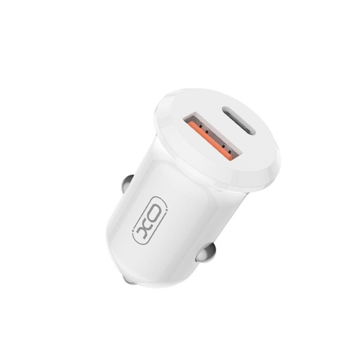 XO CC69 Mini Smart autós töltő + Type-C kábel (Fehér) - 30W, A+C, NB103 szett
