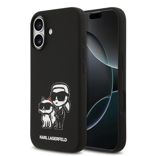 Karl Lagerfeld Liquid Silicone K&CH Sketch MagSafe tok iPhone 17 (Fekete) - KLHMP17SSKCGRGOK