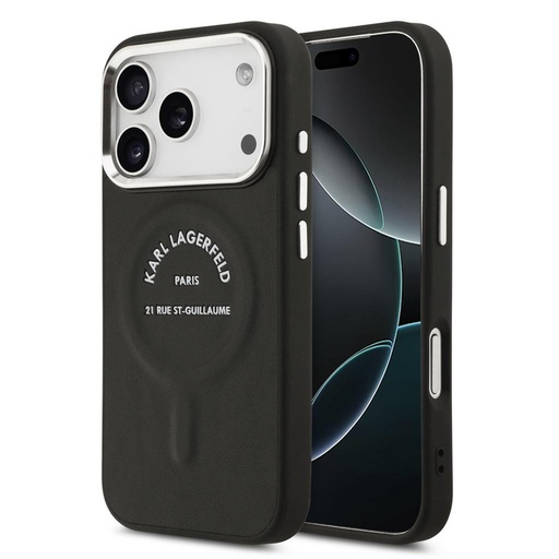Karl Lagerfeld PU RSG Logo MagSafe tok iPhone 17 Pro (Fekete) - KLHMP17LPSKRSGEK