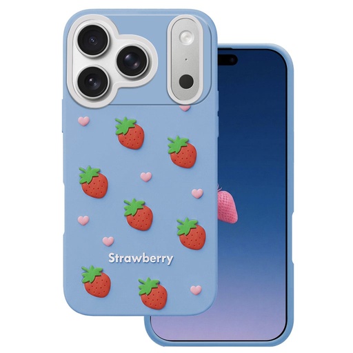 Apple iPhone 17 Pro Strawberry hátlap tok (Kék)