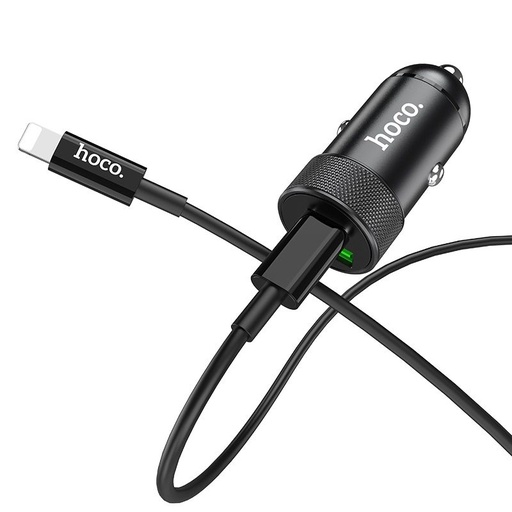 Hoco Z32A autós töltő (lightning kábel), QC 3.0, max. 18W, LED állapotjelző, fekete