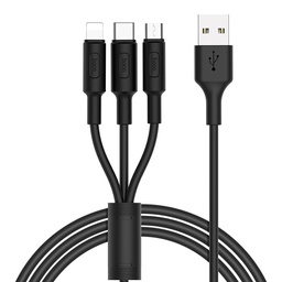 Hoco X25 3in1 kábel (microUSB + type-C + lightning), 2A, 1m, fekete