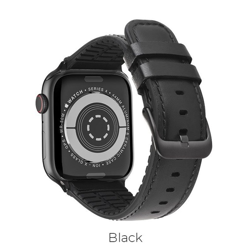 Hoco Apple Watch Series1/2/3/4/5(38/40mm) WB18 Fenix bőrszíj, Fekete
