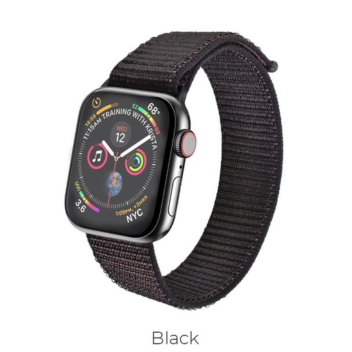 Hoco Apple Watch Series1/2/3/4/5(38/40mm) WB06 nylon sportszíj, Fekete