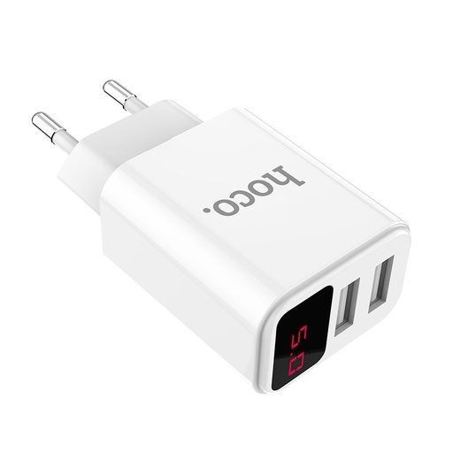 Hoco C63A hálózati töltő (2 USB port), 5V 2,1A, LED állapotjelző, fehér