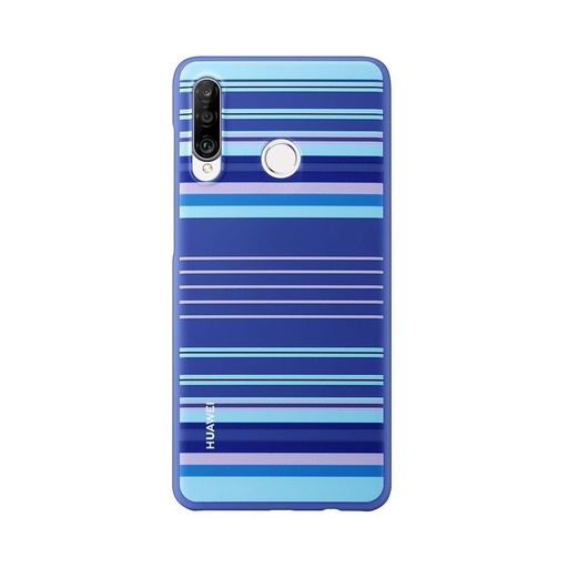 Huawei P30 Lite decorative TPU floral gyári hátlap tok, kék-csíkos