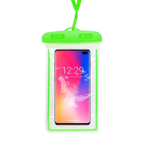 Univerzális méret 70x160mm FLUO műanyag záras vízálló tok (Zöld)