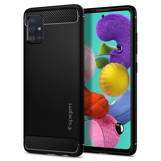 Samsung Galaxy A51 Spigen Rugged armor ütésálló tok, fekete