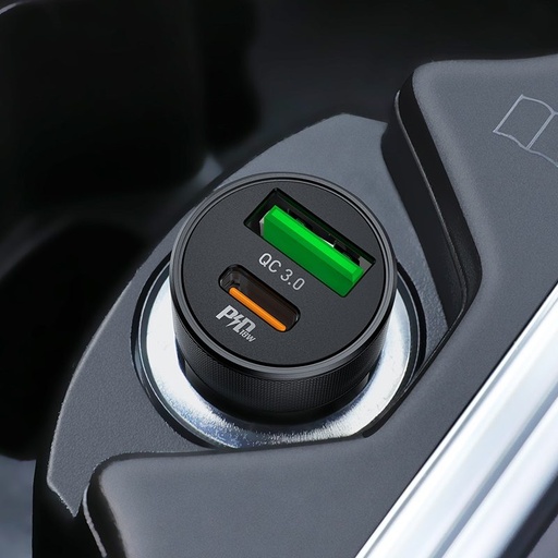 Hoco Z32B autós gyorstöltő (PD gyorstöltés), PD max. 27W + QC 3.0 max.18W, , fekete