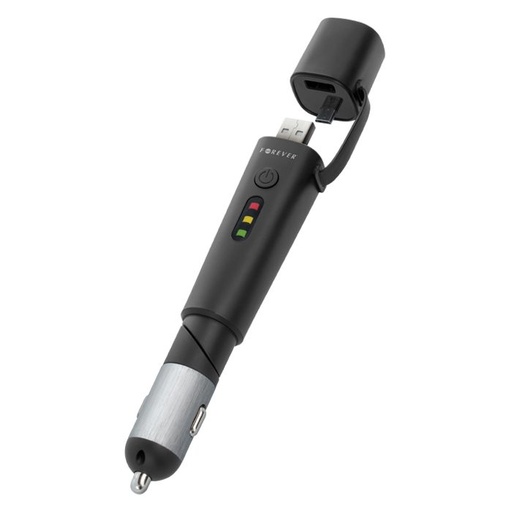 Forever L-style autós töltő, 2600 mAh power bank, fekete
