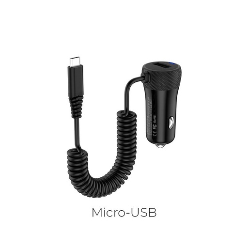 Hoco Z21A 2.4A autós töltő microUSB kábellel, Fekete