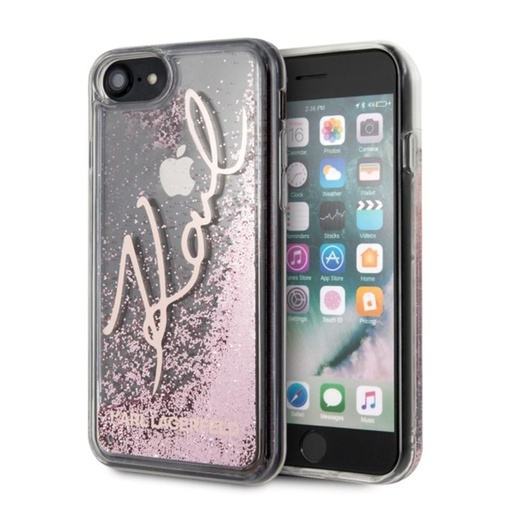 Apple iPhone 7 / iPhone 8 / iPhone SE 2020 / iPhone SE 2022 Karl Lagerfeld signature prémium hátlap tok (Pink-Arany - KLHCI8TRKS
