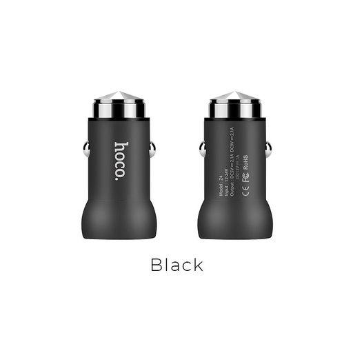 Hoco Z4 autós gyorstöltő, 5V 2,1A, QC 3.0, fekete