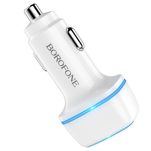Borofone BZ14 autós töltő (2xUSB port), 5V 2.4A, fehér